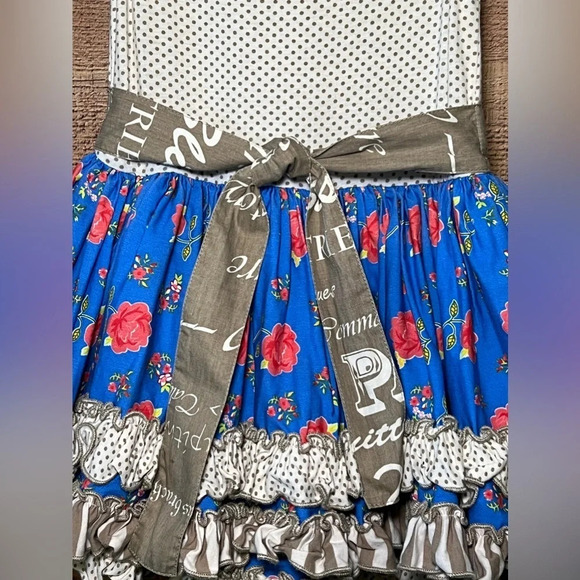 Mustard Pie Girls size 4T Sundress with Ruffle Tiered Skirt Floral Polka Dot - Picture 6 of 6